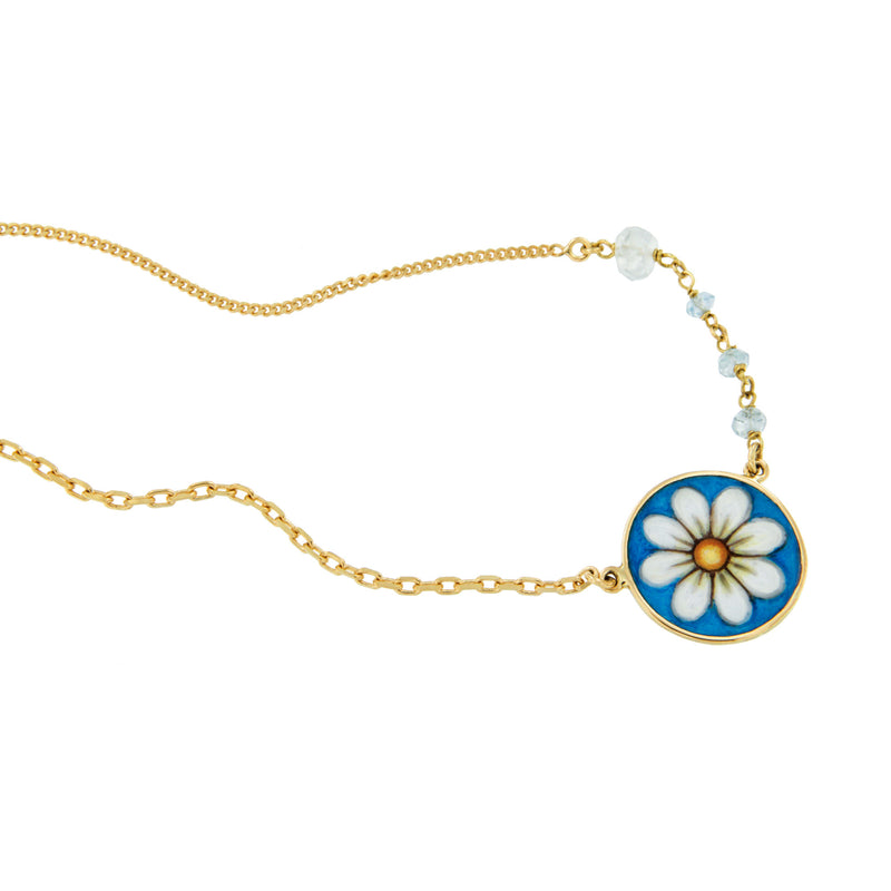 Daisy and Aquamarine Necklace