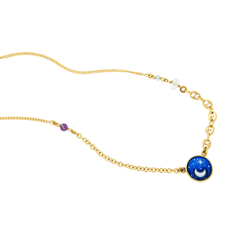 Starry Night Sky Gemstone Necklace
