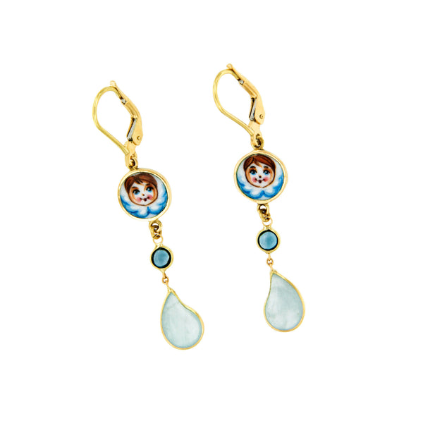 Blue Angels and Gems Pendant Earrings