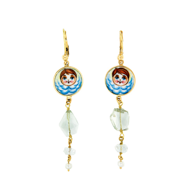 Blue Angels and Gems Pendant Earrings