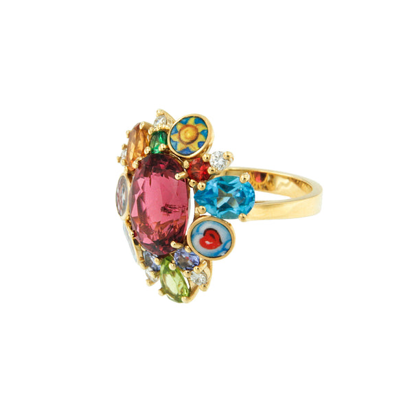Gems and Enamel Cocktail Ring