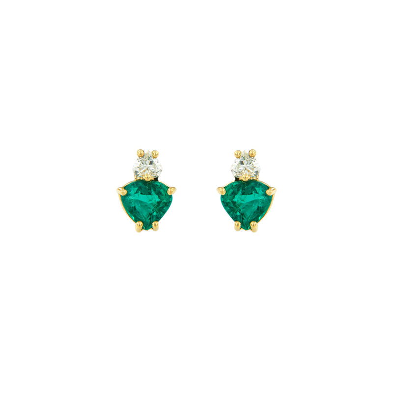 Emerald Heart and Diamond Earrings 