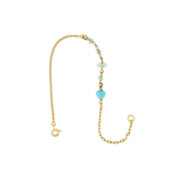 Aquamarine and Turquoise Heart Bracelet
