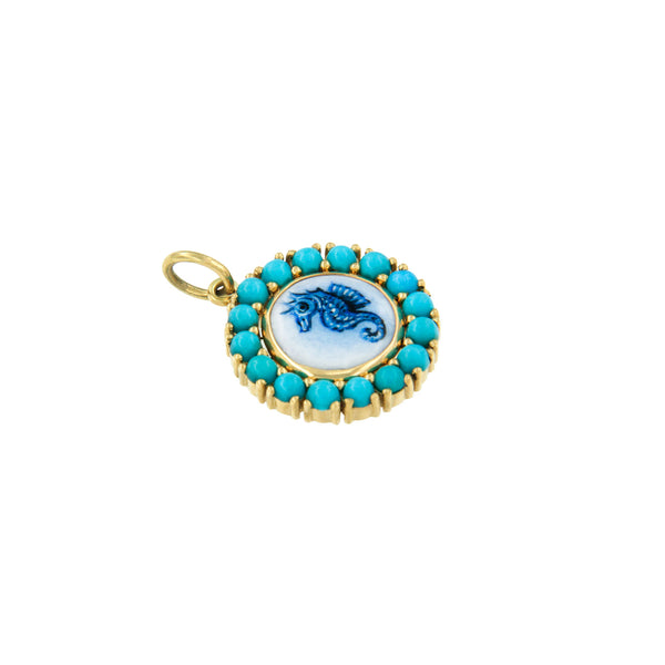 Sea Horse and Turquoise Pendant