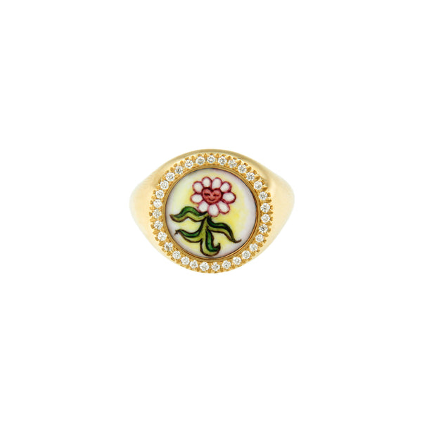 Happy Flower and Diamonds Ring