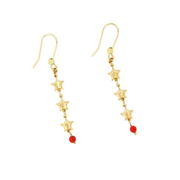 Stars and Coral Pendant Earrings