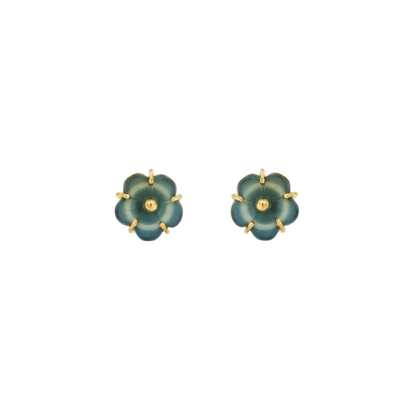 Blue Agate Flower Earrings