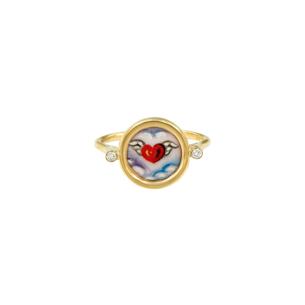Heart Amongst the Clouds Ring with Diamonds