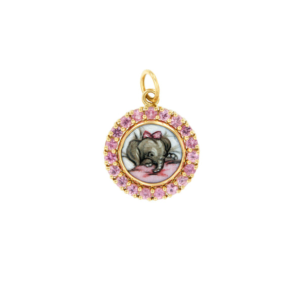 Elephant Charm with Pink Sapphire
