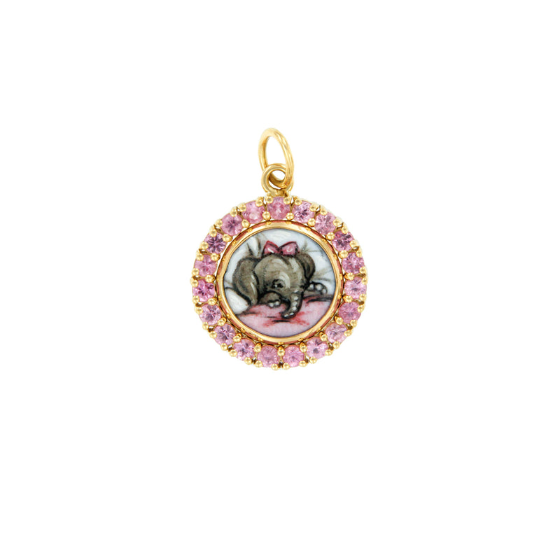 Ciondolo Elefante con Zaffiri Rosa