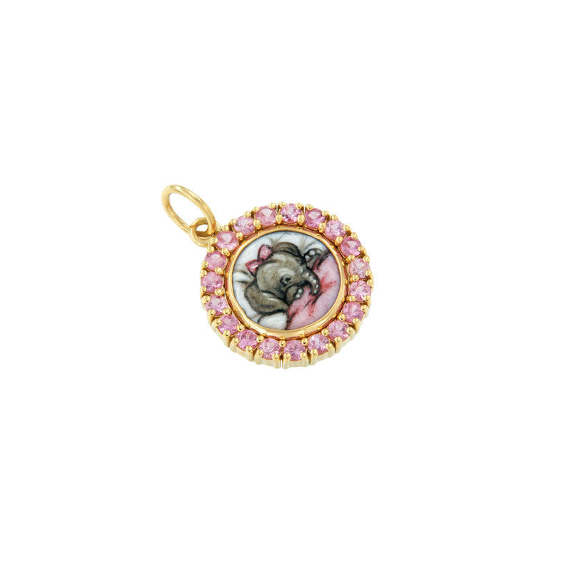 Elephant Charm with Pink Sapphire