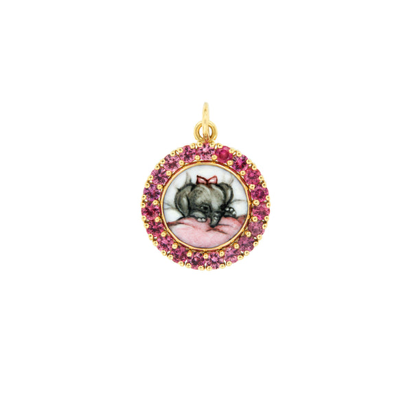Elephant Charm with Pink Sapphire