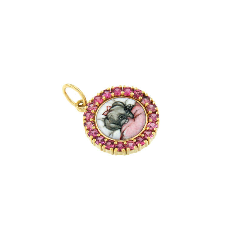 Elephant Charm with Pink Sapphire