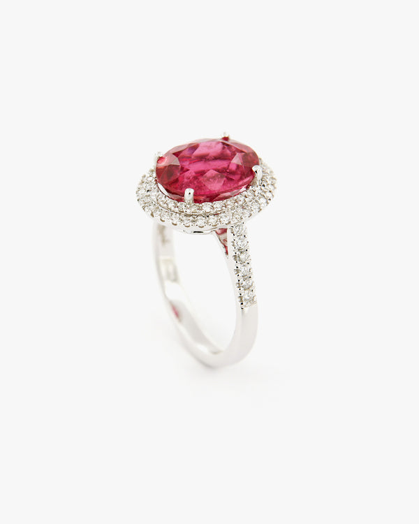 Anello Rubellite con Diamanti