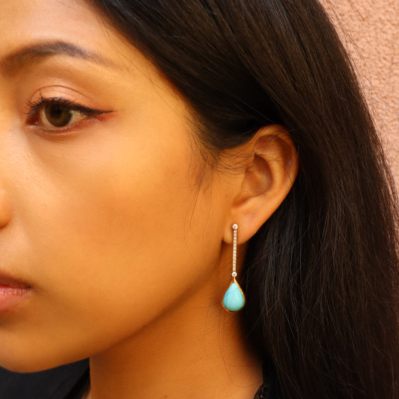 Turquoise & Diamond Pendant Earrings