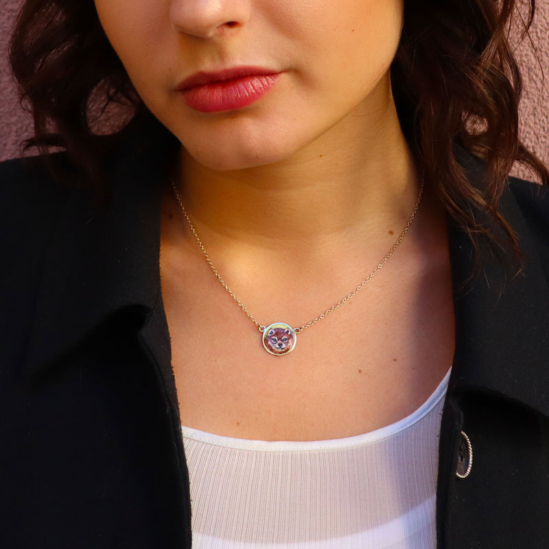 Red Panda Enamel Necklace