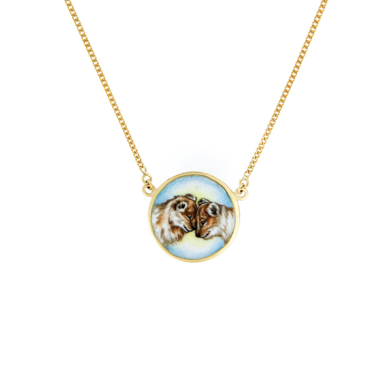 Lion Cubs Enamel Necklace