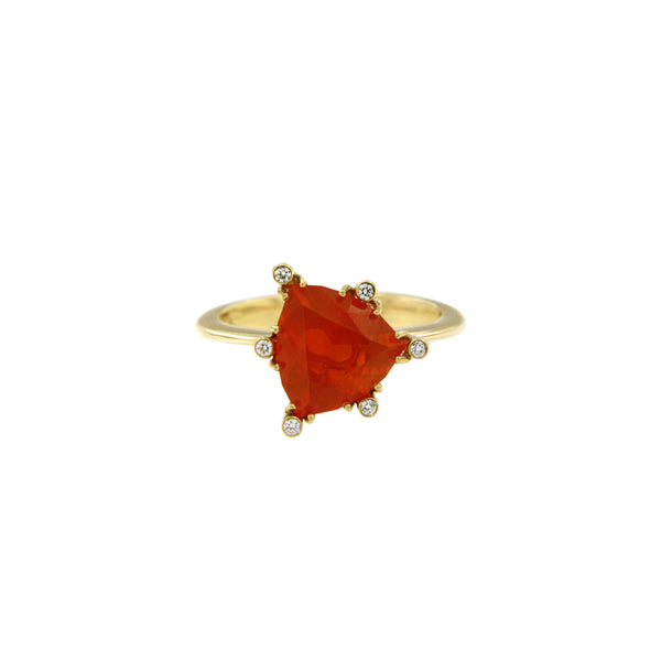 Fire Opal and Diamonds Ring