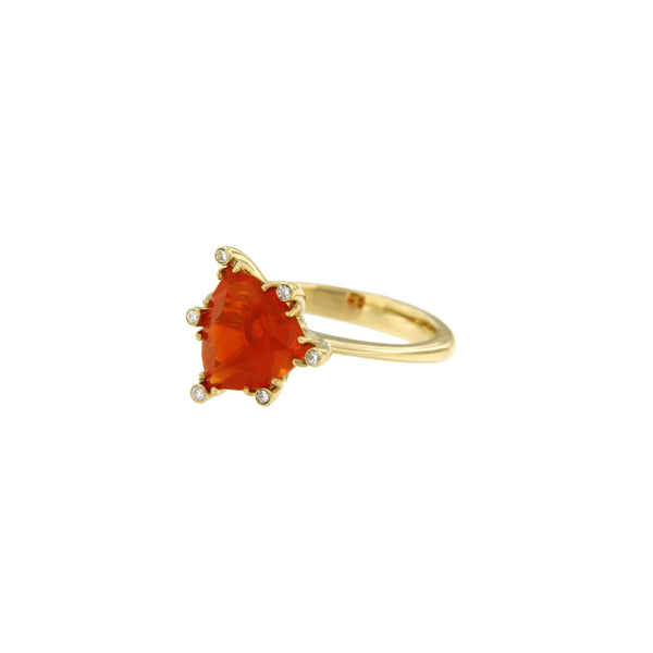 Fire Opal and Diamonds Ring