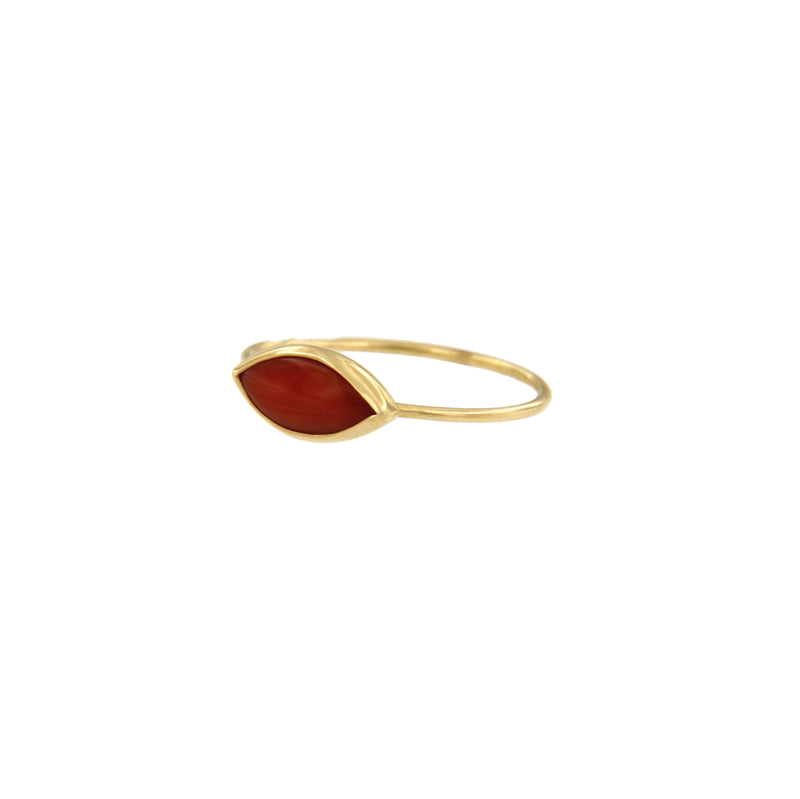 Coral Cabochon Marquise Ring Small