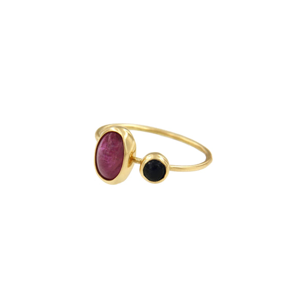 Ruby and Sapphire Cabochon Ring 