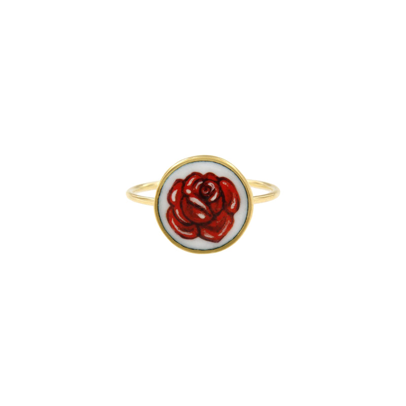 Red Rose Enamel Ring