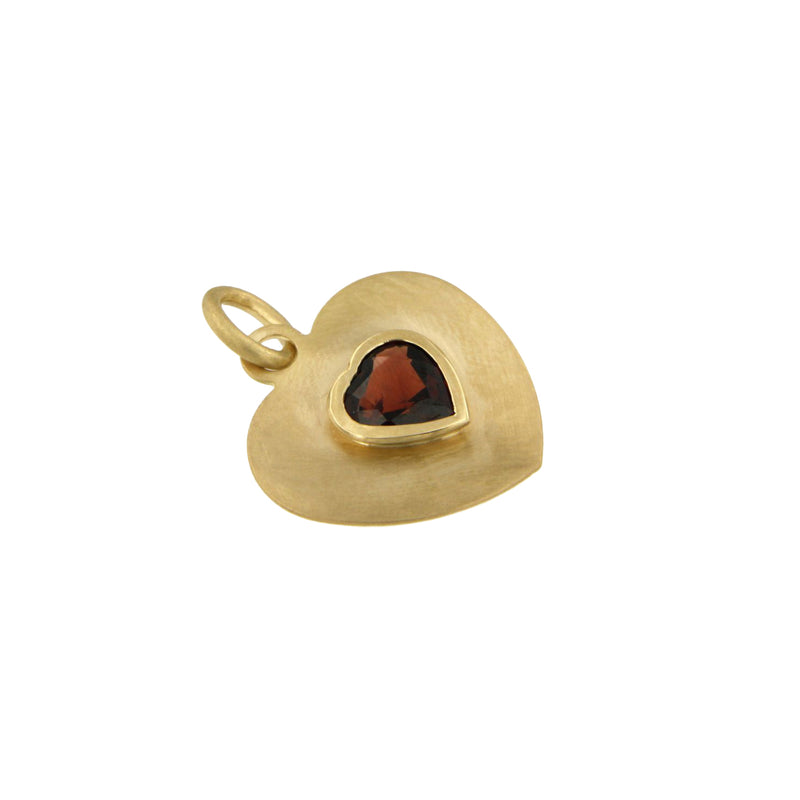 Red Garnet Heart Charm