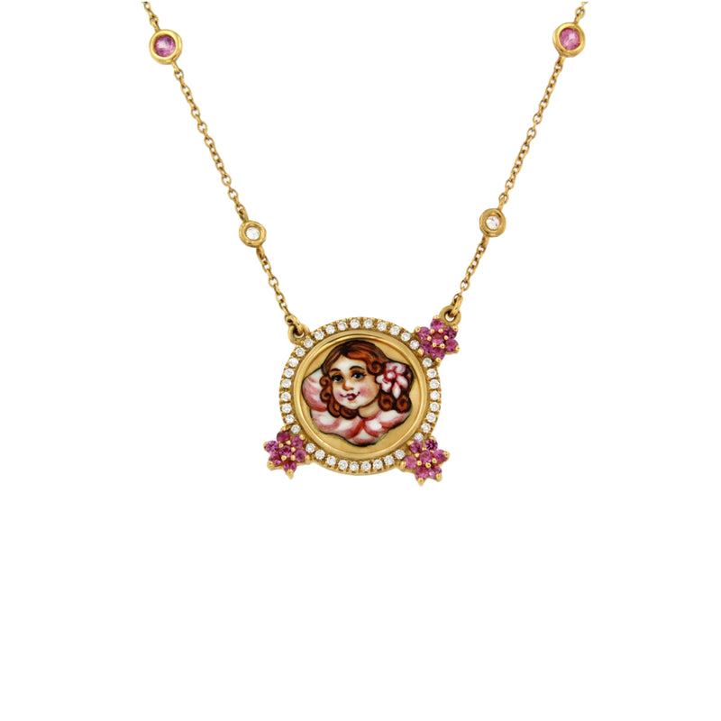 Diamond & Pink Sapphire Ragazza Necklace