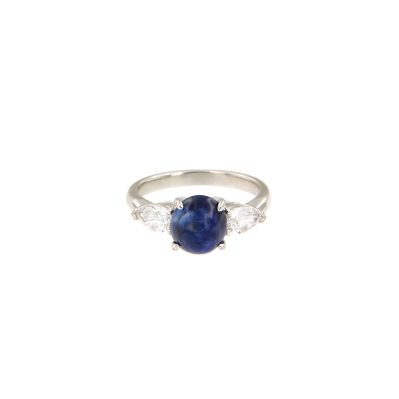 Sapphire & Teardrop Diamond Ring