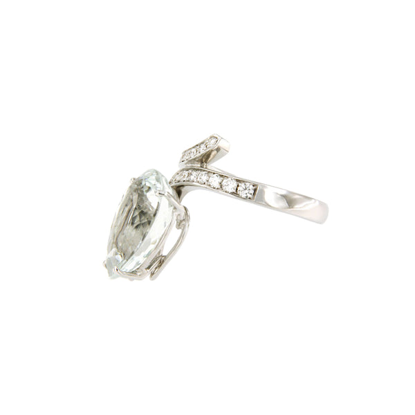 Pear Cut Aquamarine Diamond Ring