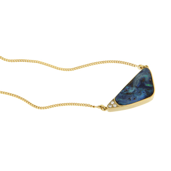 Blue Opal and Diamonds Necklace