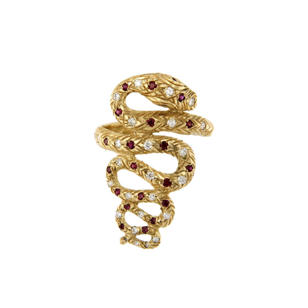Diamond and Ruby Snake Ring