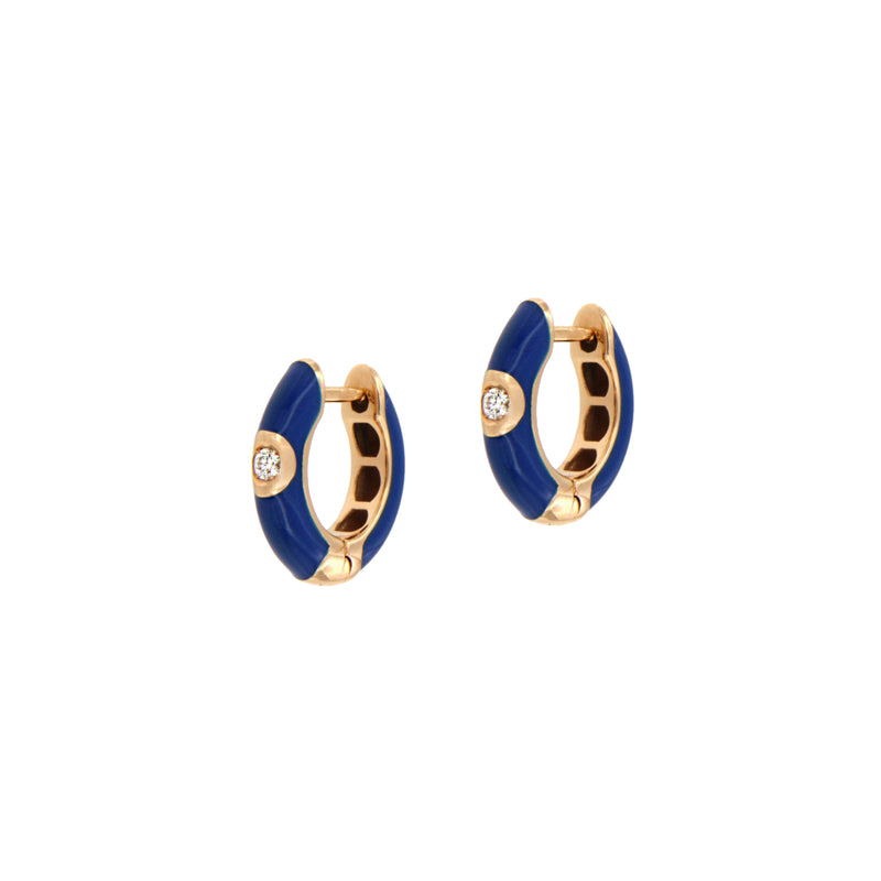 Blue Enamel Hoop Earrings