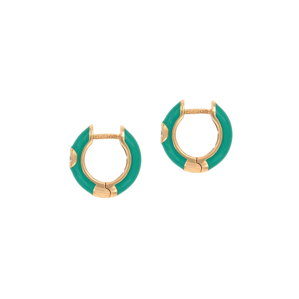Green Enamel Hoop Earrings