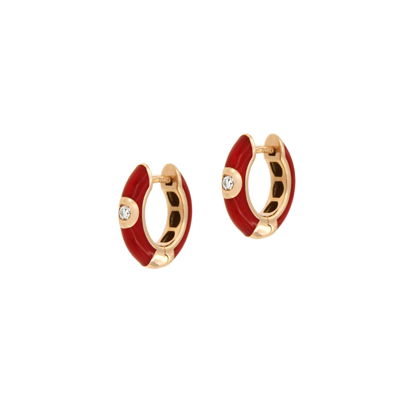 Red Enamel Hoop Earrings 