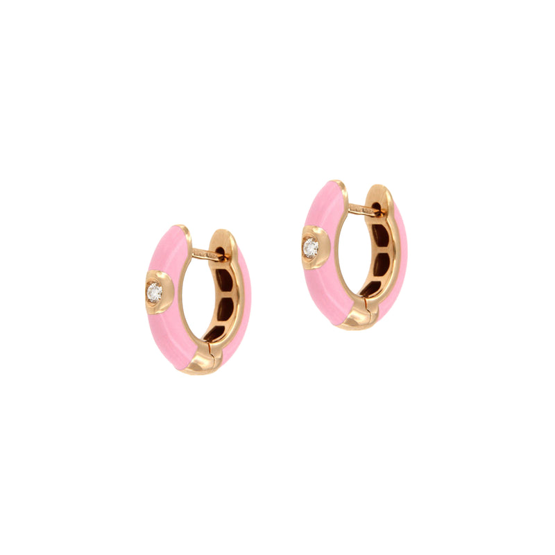 Light Pink Enamel Hoop Earrings