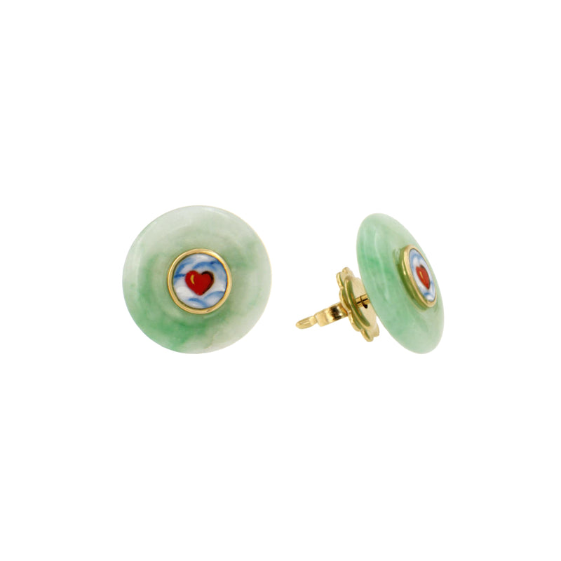 Hearts & Jade Earrings