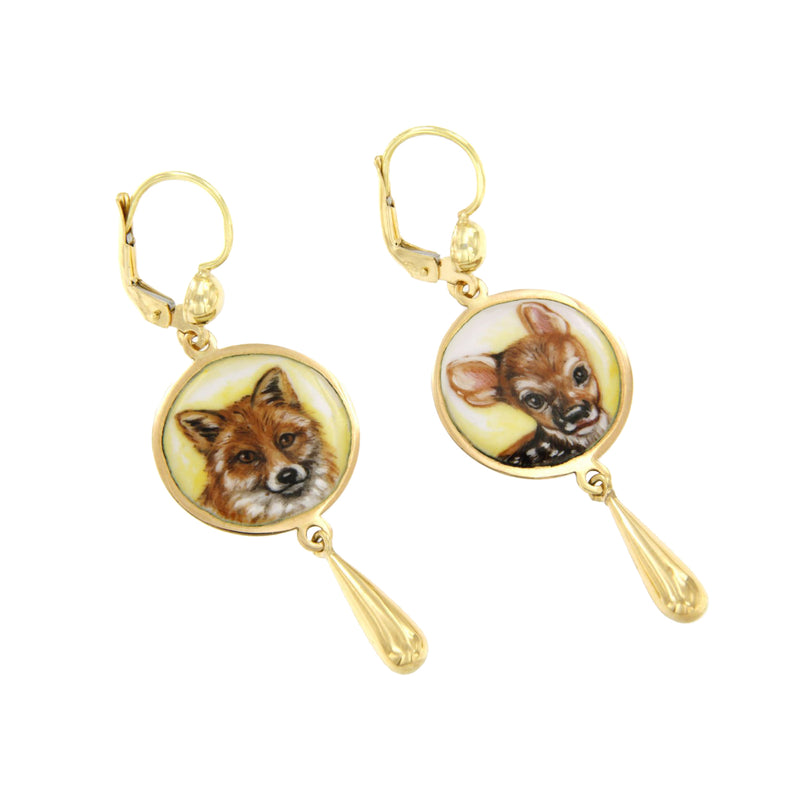 Fox and Fawn Pendant Earrings