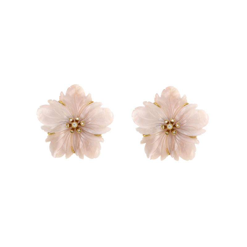 Pink Pearl Nacre Flower Earrings