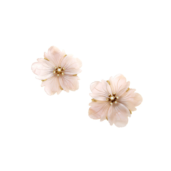 Pink Pearl Nacre Flower Earrings