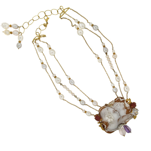 Cameo Necklace with Pearls and Gems